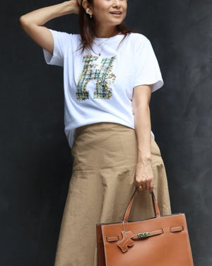 H刺繍Tシャツ