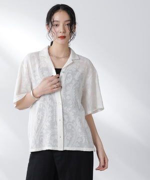 made in india カットワークジャカードシャツ(セットアップ可)