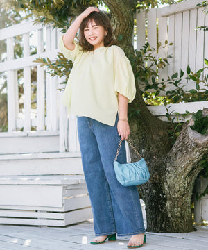 撥水 ワイドストレートデニム