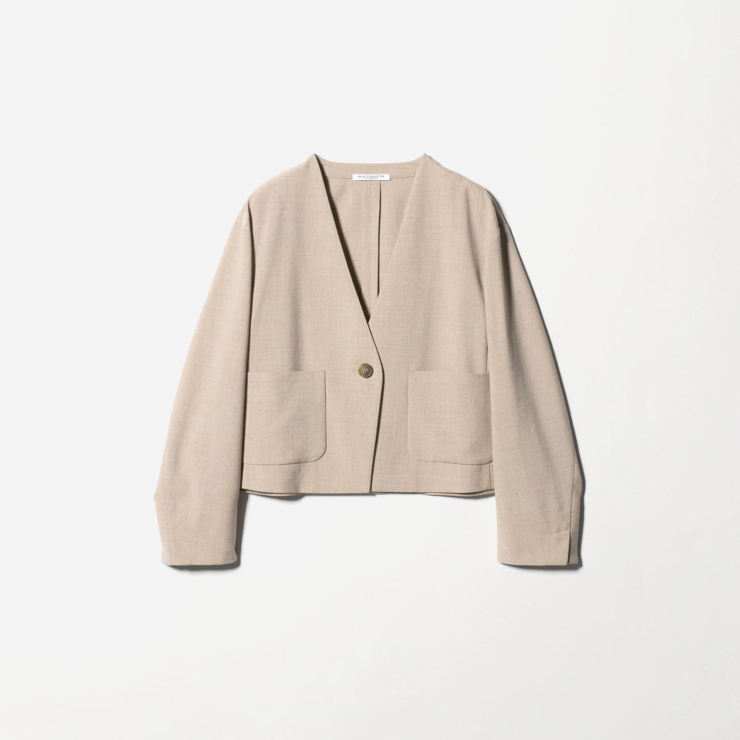 ポリエステルブレンド カラーレス ショートジャケット