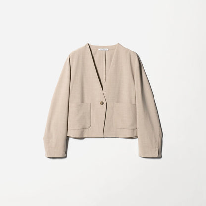 ポリエステルブレンド カラーレス ショートジャケット