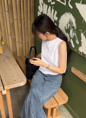 ボートネッククロップタンクニット