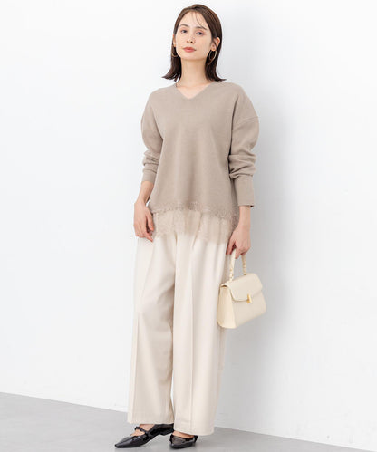 レースモチーフニットプルオーバー