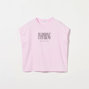 コットン ロゴプリント フレンチスリーブ Tシャツ