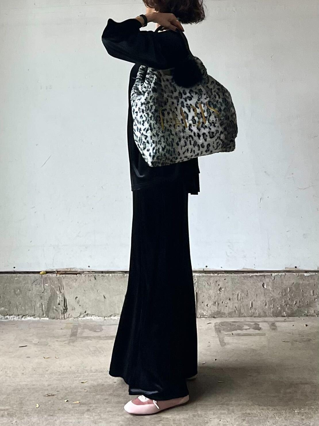 PARISボアバッグ（レオパ.黒）