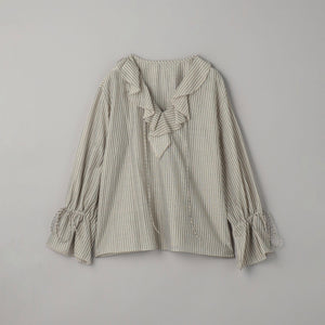 ストライプ ラッフルシャツ