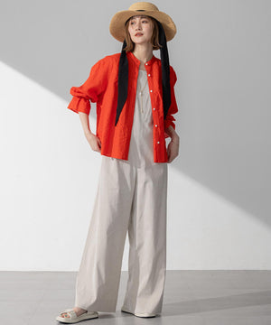 カラミ ストライプ  切り替え ブラウス