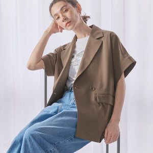 【WEB限定 Wardrobe DAILY MINIMAL】ハーフスリーブ ドルマンジャケット -ウォッシャブル-