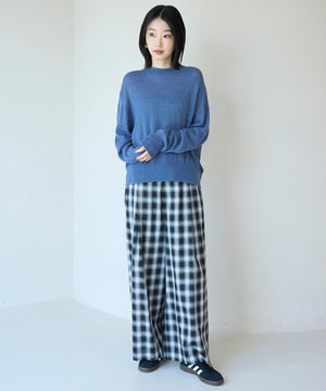 シアー オンブレーチェック ワイドパンツ