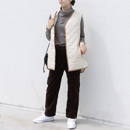 キルティングロングベスト