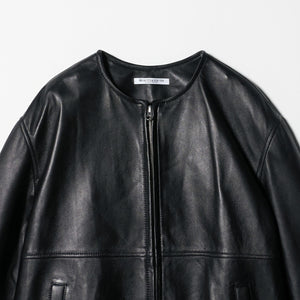 シープレザー ノーカラージップブルゾン