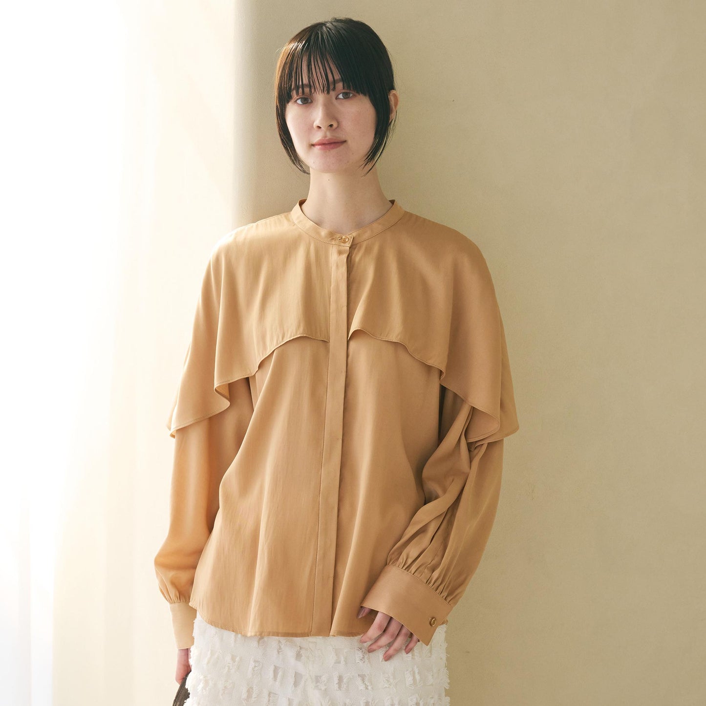 【WEB限定 Wardrobe DAILY MINIMAL】フリルレイヤーブラウス ウォッシャブル