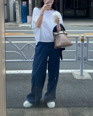 サイドパネル ワイドデニムパンツ