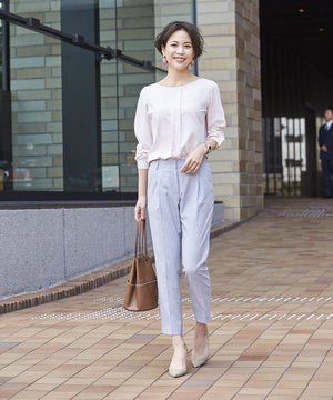 サマーウール混テーパードパンツ