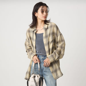 ［size SHORTあり］シアー チェック シャツ