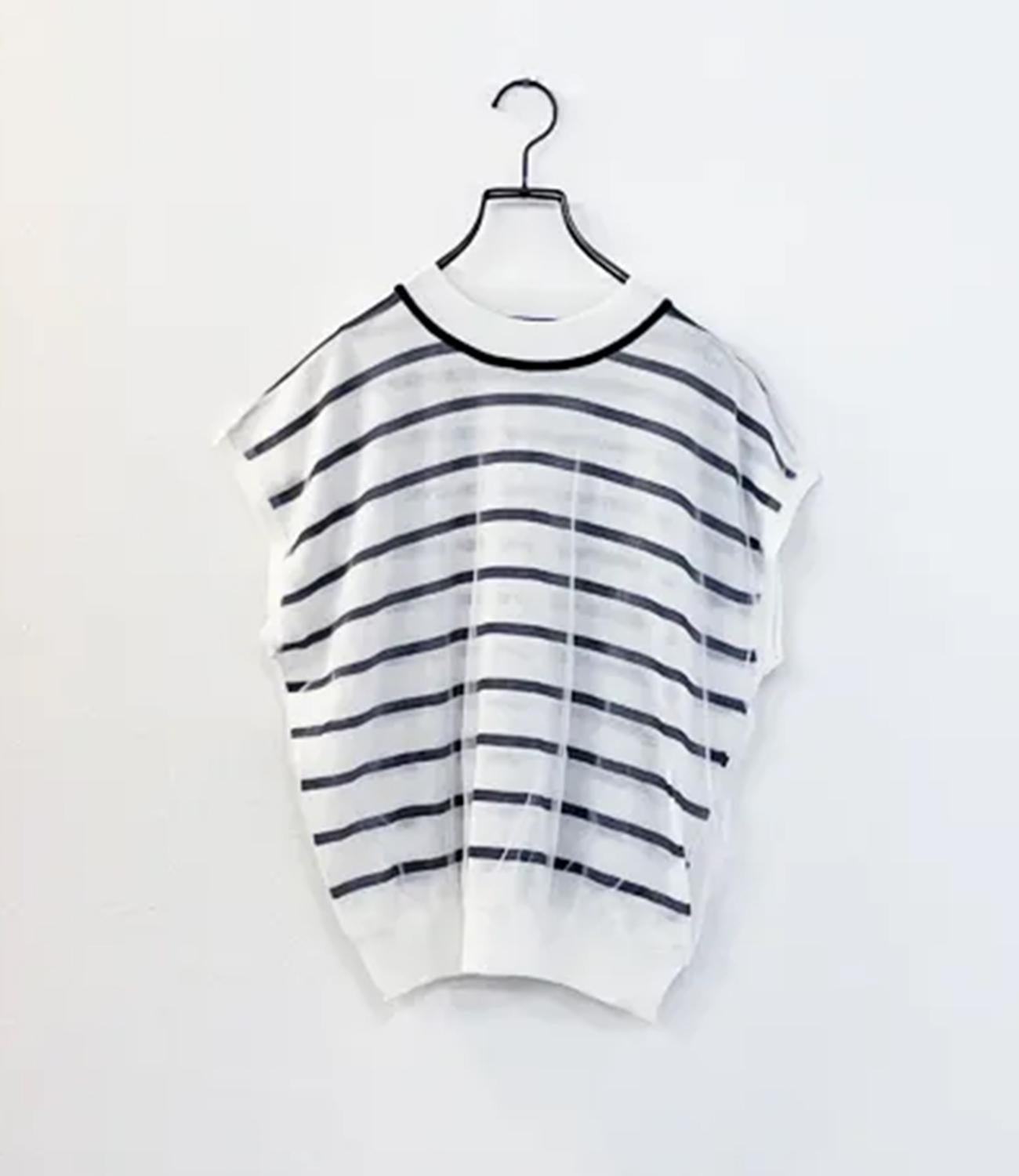 チュールレイヤードボーダーニット