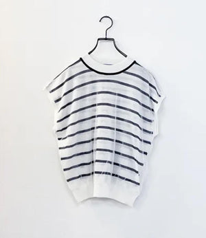 チュールレイヤードボーダーニット