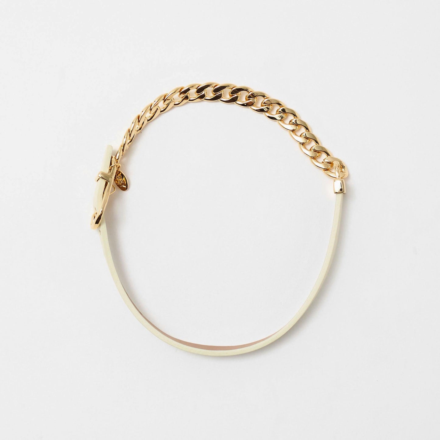 メタルチェーン×レザーベルト ブレスレット