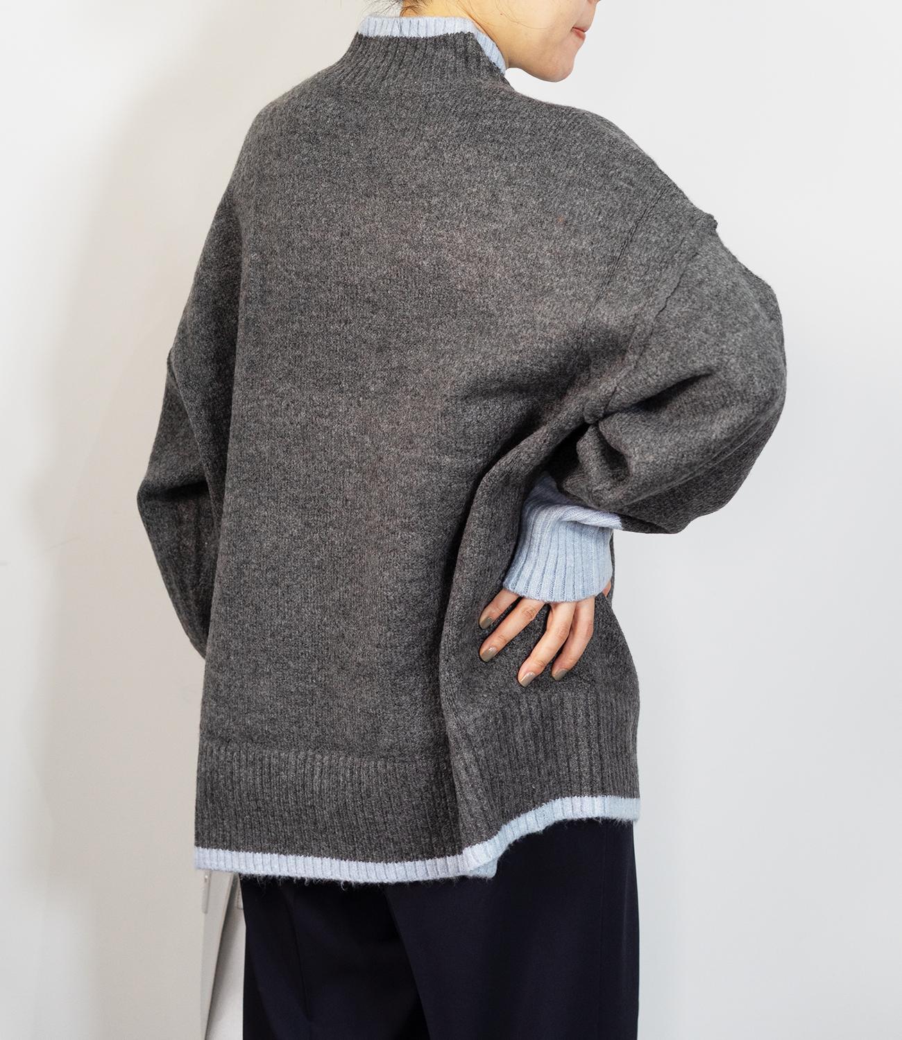 バイカラーハイネックニット