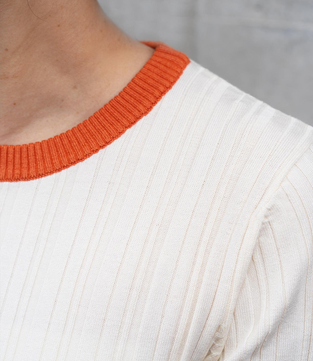 バイカラーシアースリーブスリムニット