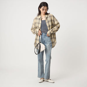 ［size SHORTあり］シアー チェック シャツ