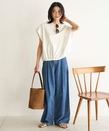 UNFILO DENIM LIGHT タックワイドパンツ