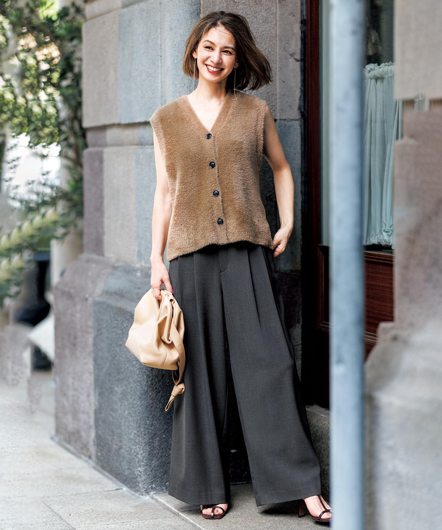 マイビューティ タックワイドパンツ