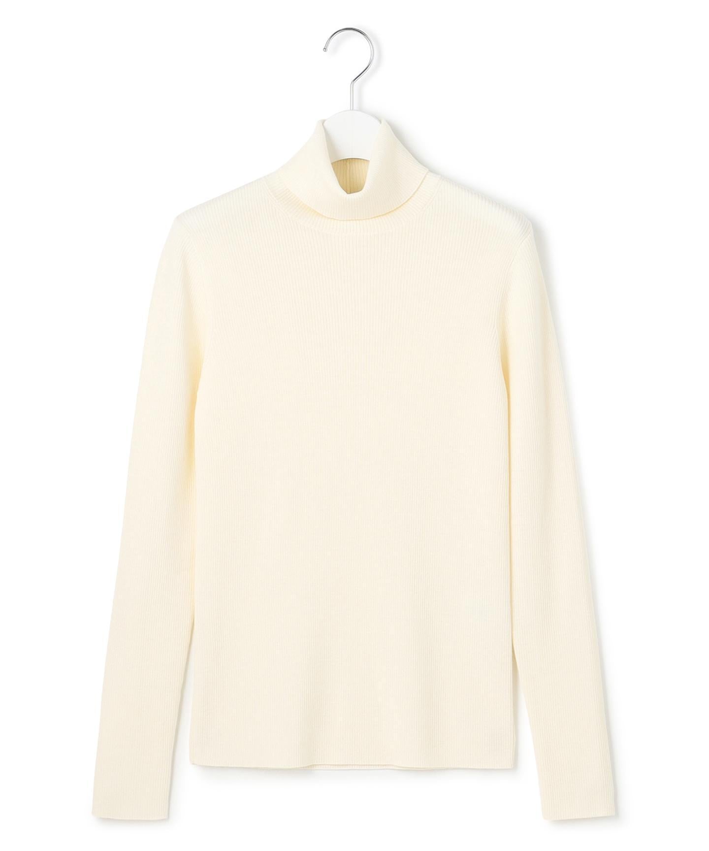 ウーステッドウール リブタートル ニット