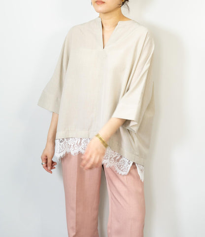 レースドッキングスキッパーブラウス