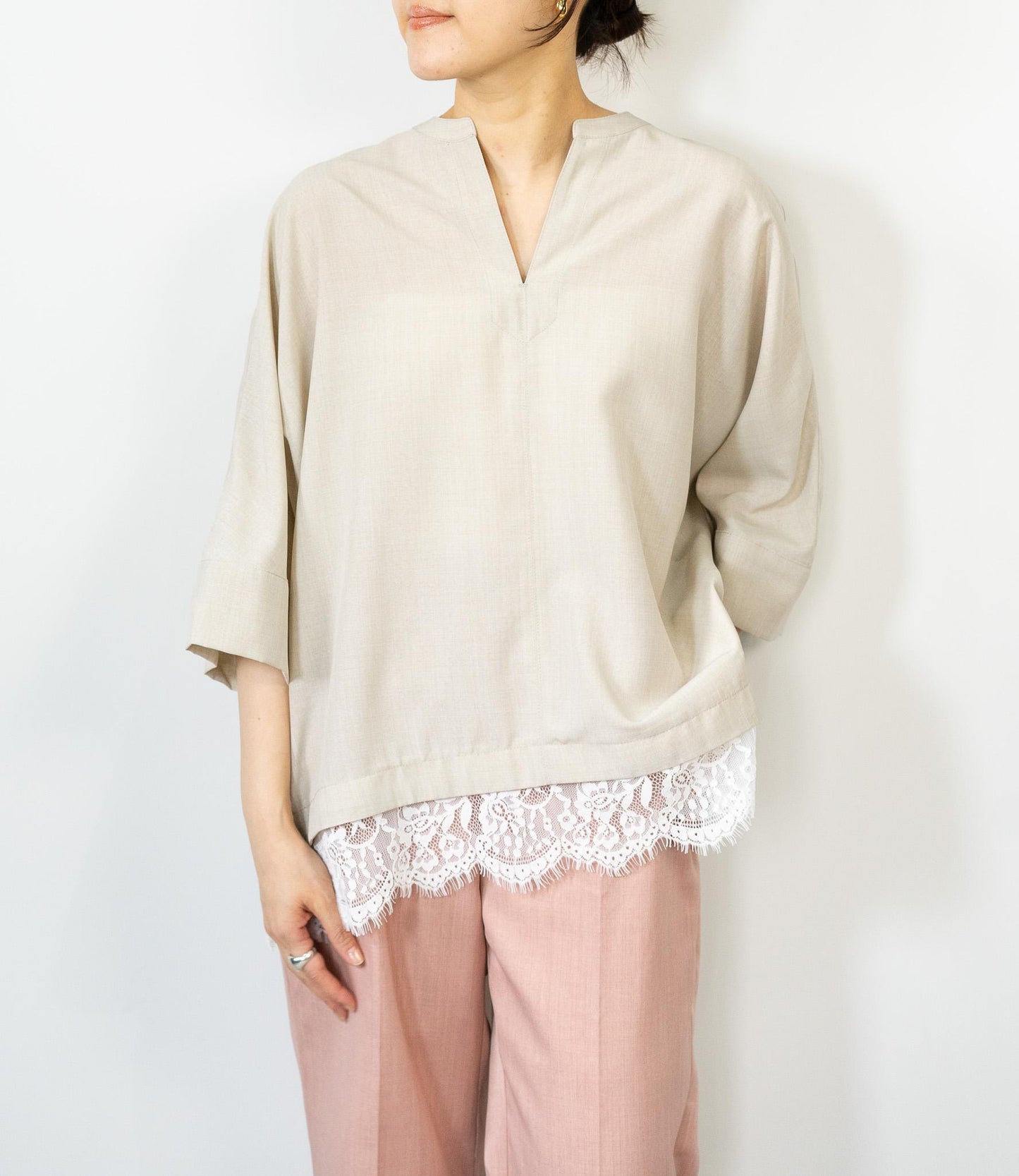 レースドッキングスキッパーブラウス
