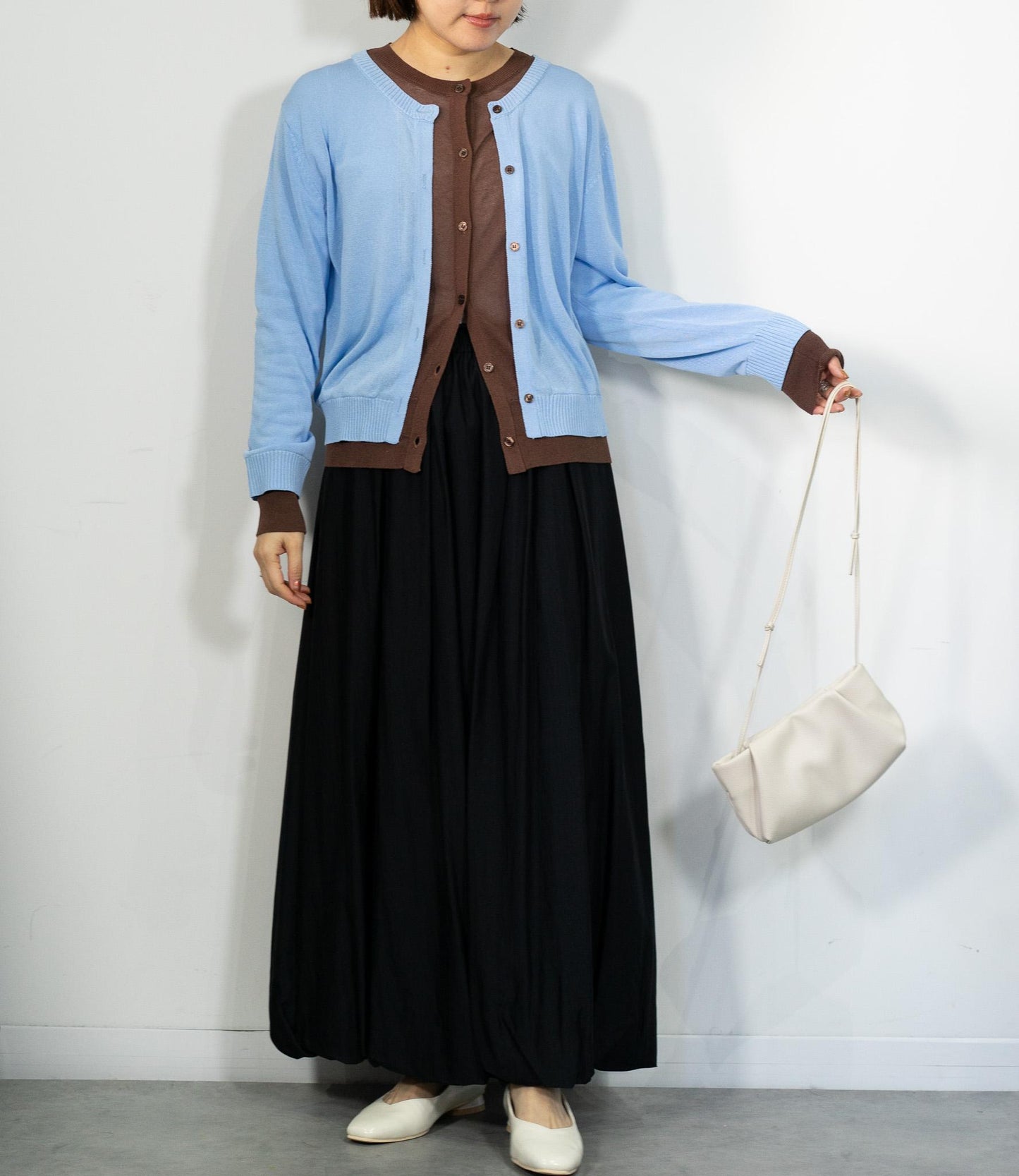 レイヤード風バイカラーカーディガン