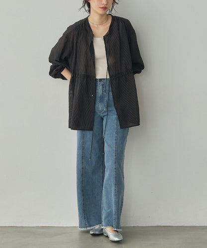 シアーストライプブラウス
