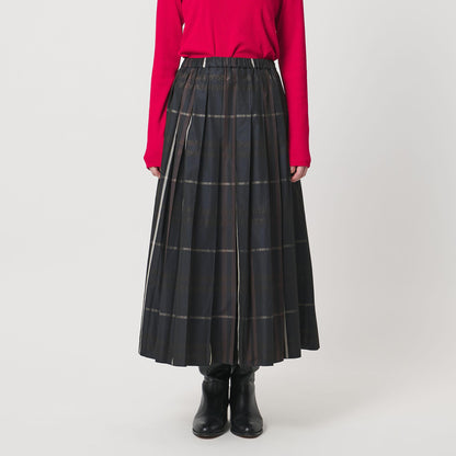チェック タフタ プリーツスカート
