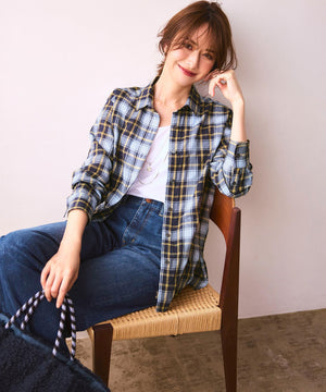 シャーリング チェック シャツ