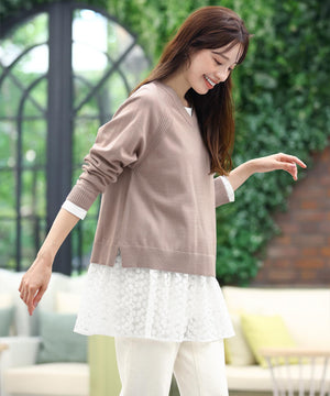 ラグランニットトップス