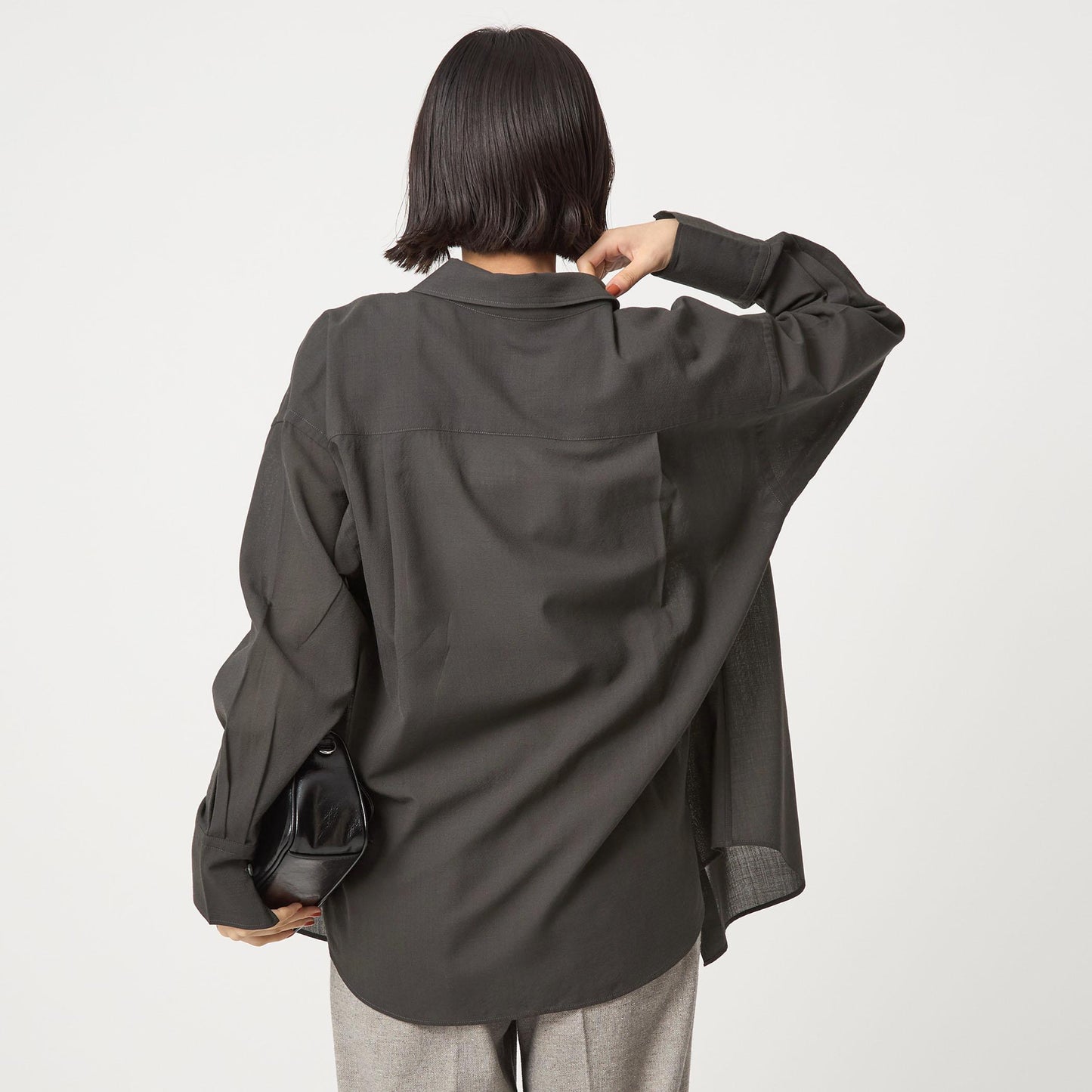 ［size SHORTあり］ウール混ボイル シャツ -ウォッシャブル-