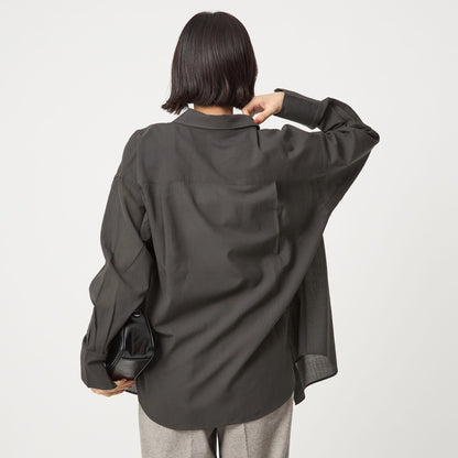 ［size SHORTあり］ウール混ボイル シャツ -ウォッシャブル-