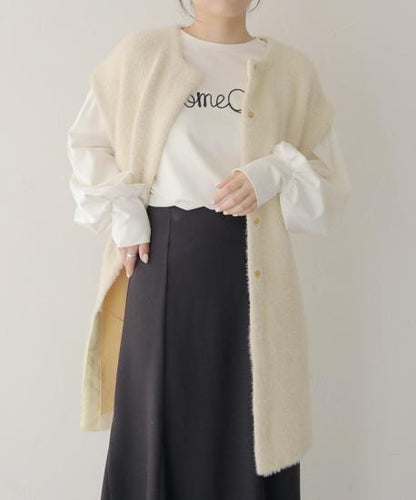 バイカラーテープシャギーニットベスト