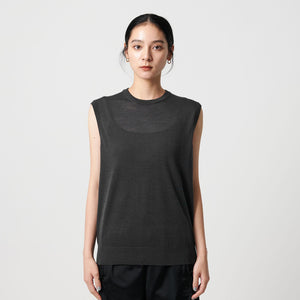 ウールナイロン シアーノースリーブニット