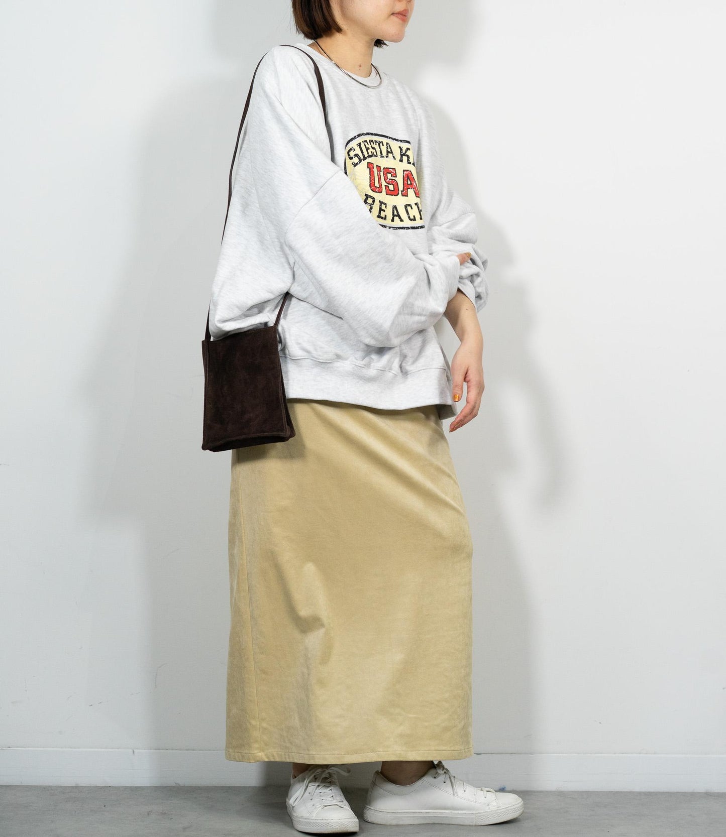 ストレッチスウェードライクIラインスカート