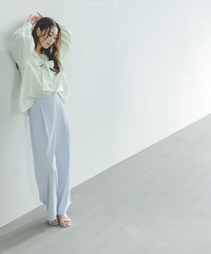 スキッパーリボンタイブラウス