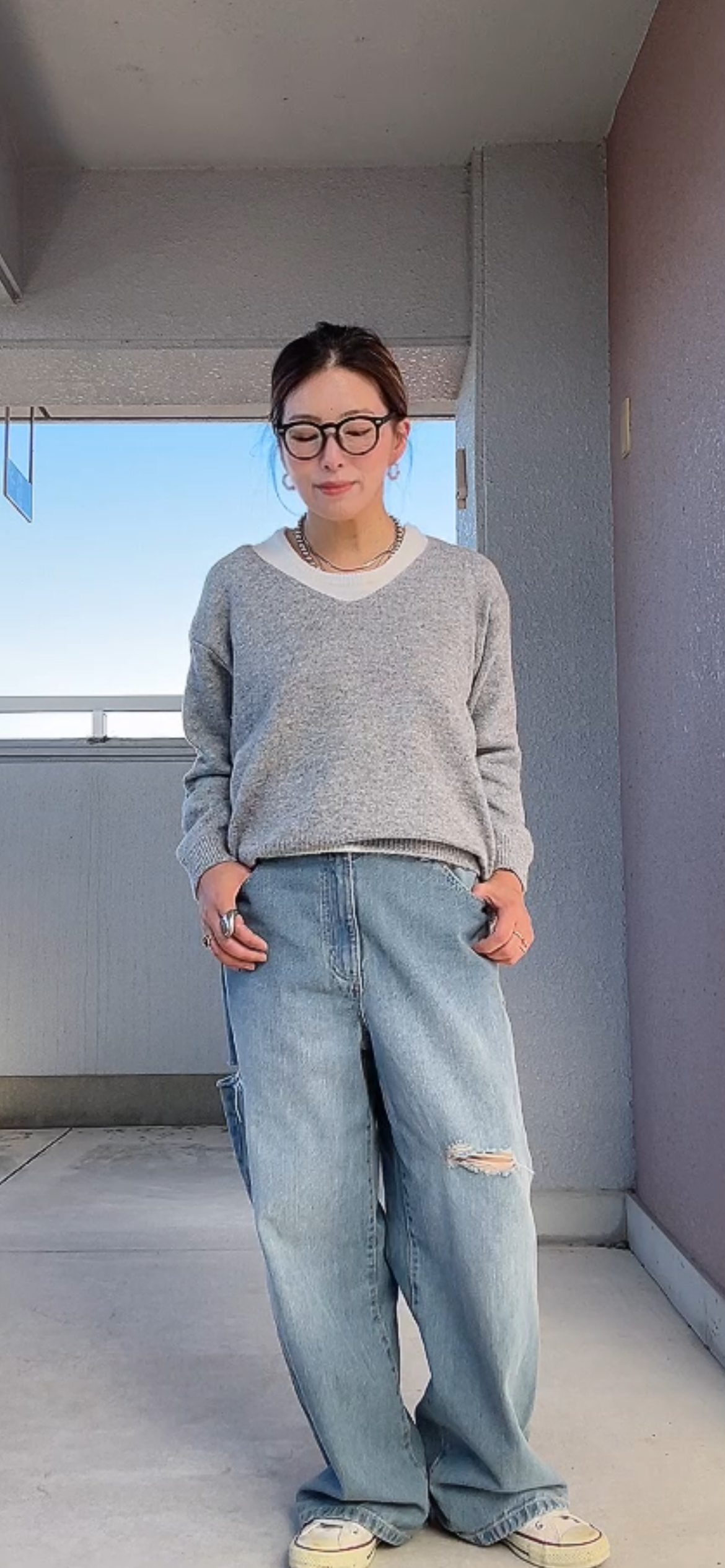 ノースリレイヤードニット