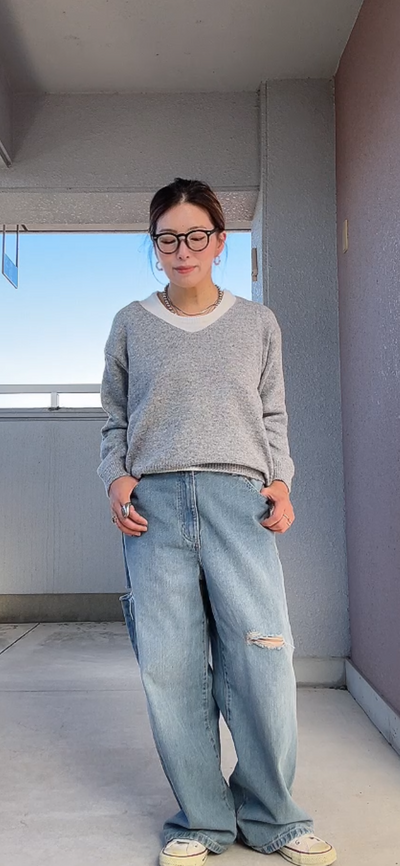 ノースリレイヤードニット