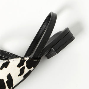 ヘアー×レザーライク コンビ フラットシューズ