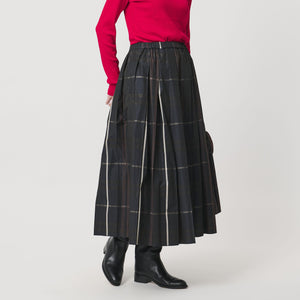 チェック タフタ プリーツスカート