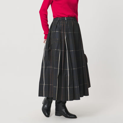 チェック タフタ プリーツスカート