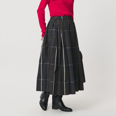 チェック タフタ プリーツスカート