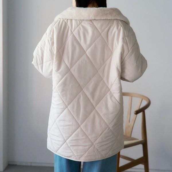 ファーカラーキルティング中綿アウター