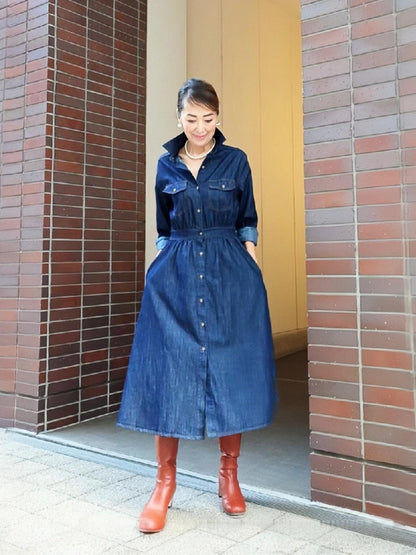 デニムフレアワンピース