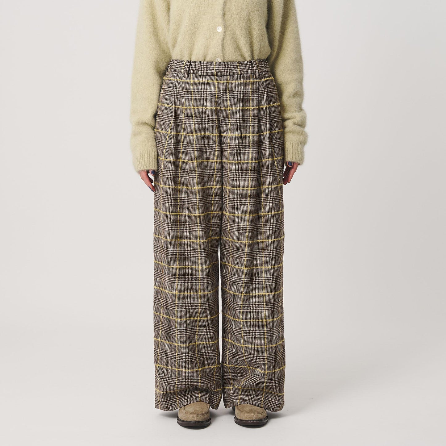 チェック ワイドタックパンツ